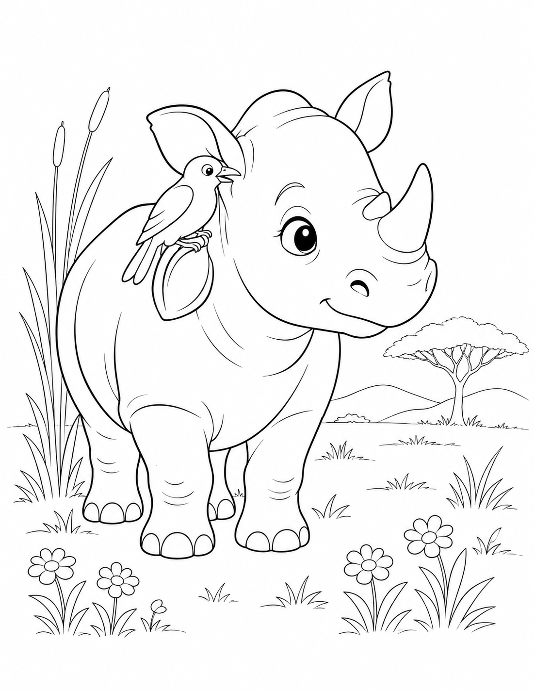 Coloring page: Whispering Rhino