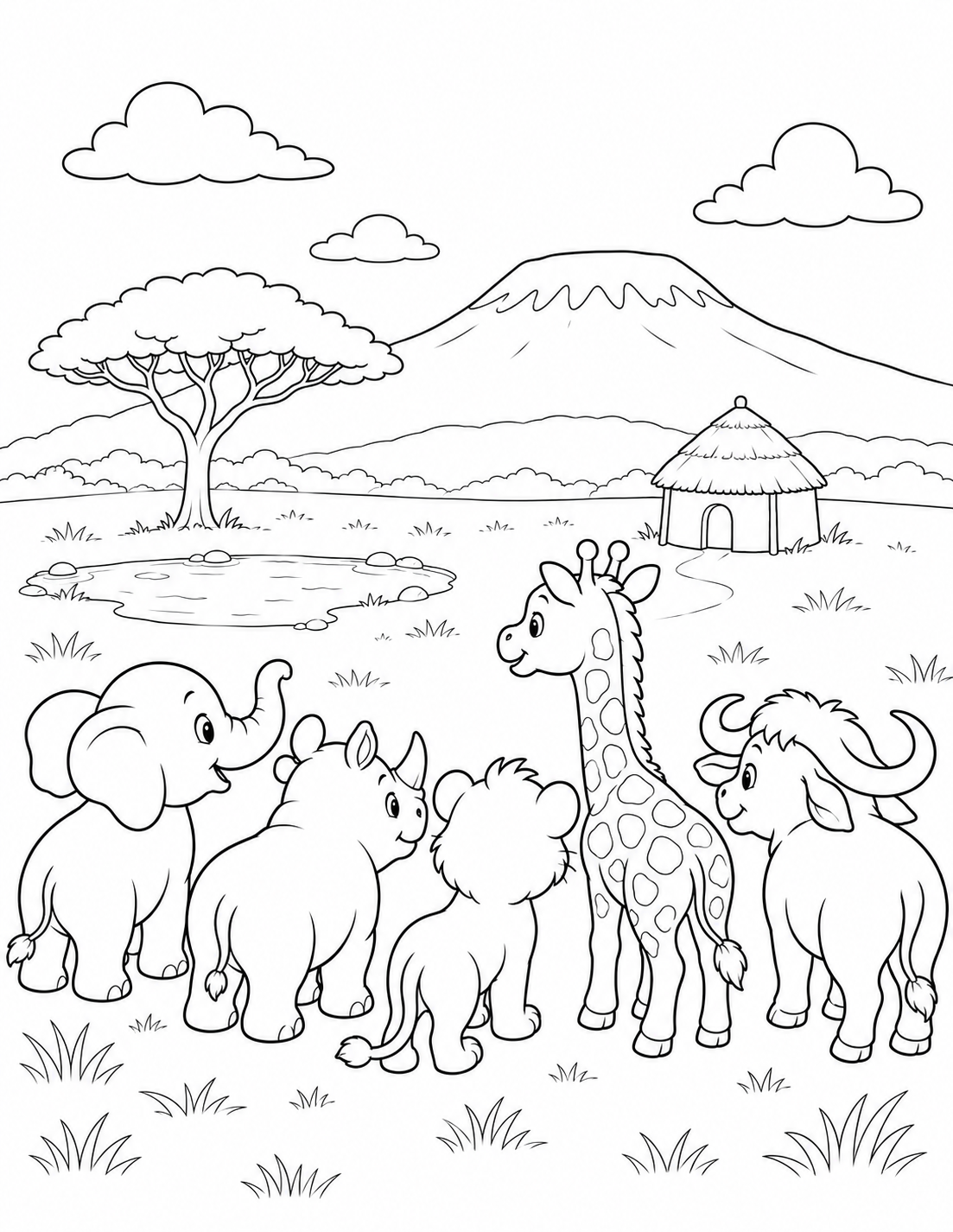 Coloring page: Eden Friends at Kilimanjaro