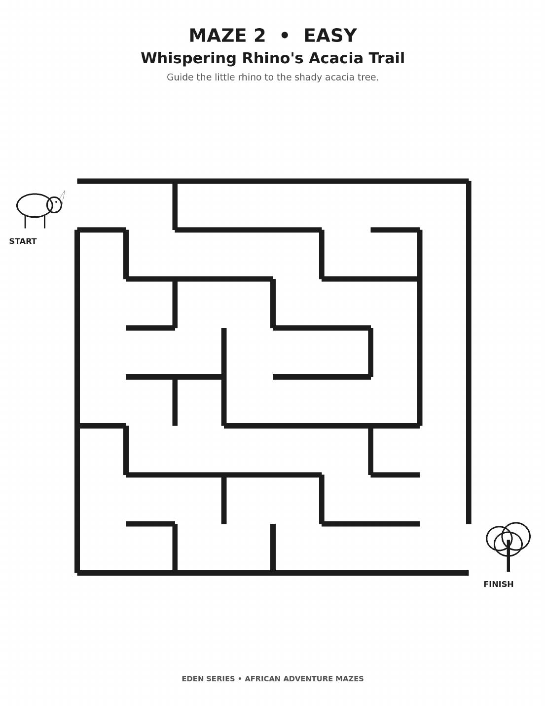 Maze 2, Easy: Whispering Rhino's Acacia Trail, from the Eden Series